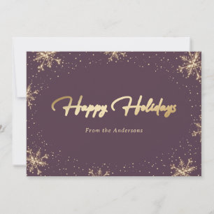 Cartes Pour Fêtes Annuelles Élégant Fléau de neige moderne violet doré