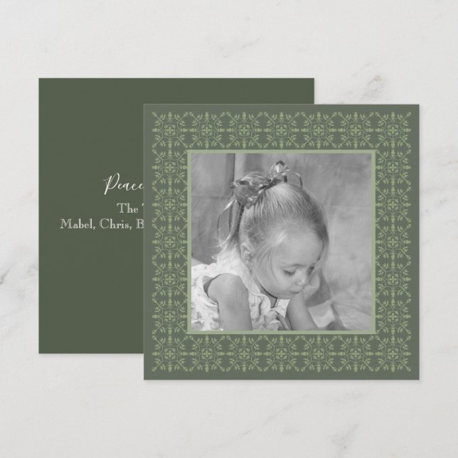 Cartes Pour Fêtes Annuelles Élégant Fléau de neige vert hiver photo simple (Devant / Derrière)