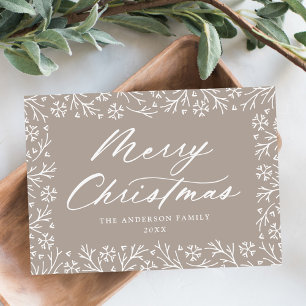 Cartes Pour Fêtes Annuelles Élégant Flocon de neige Taupe Joyeux Noël non phot