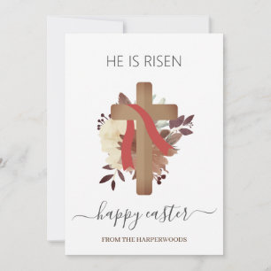 Cartes Pour Fêtes Annuelles Elégant Floral Happy Croix de Pâques Christian