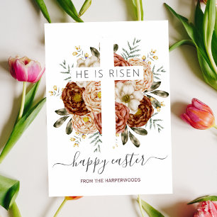 Cartes Pour Fêtes Annuelles Elégant Floral Happy Croix de Pâques Christian