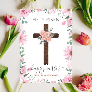 Cartes Pour Fêtes Annuelles Elégant Floral Happy Croix de Pâques Christian