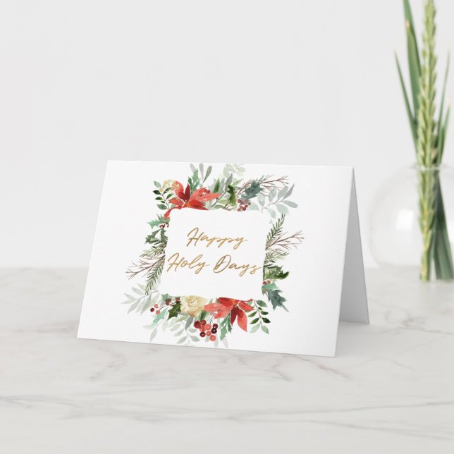 Cartes Pour Fêtes Annuelles Élégant Floral Joyeux Jours de Noël Photo (Devant)