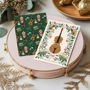 Cartes Pour Fêtes Annuelles Élégant floral noisette de Noël Violon de ballet