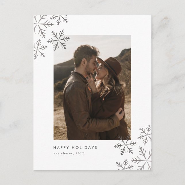 Cartes Pour Fêtes Annuelles Élégant Foil Moderne Snowflakes Photo (Devant)