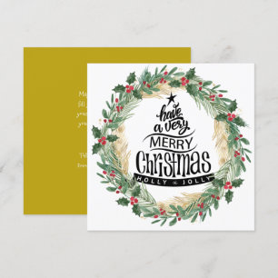 Cartes Pour Fêtes Annuelles Elégant Fond Or Script Red Holly Berry Noël