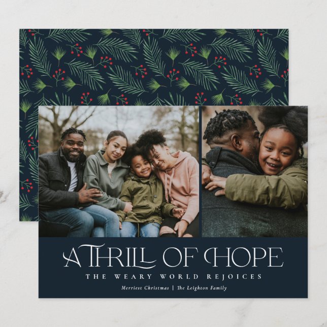 Cartes Pour Fêtes Annuelles Elégant Frissement de l'espoir Deux photos Noël (Devant / Derrière)