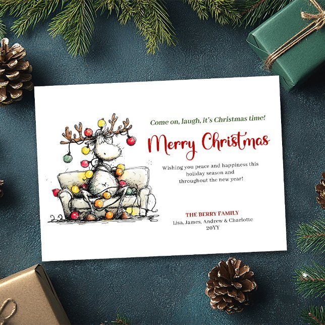 Cartes Pour Fêtes Annuelles Elegant Funny Reindeer Christmas Greeting Card (Elegant Funny Reindeer Christmas Greeting Card)