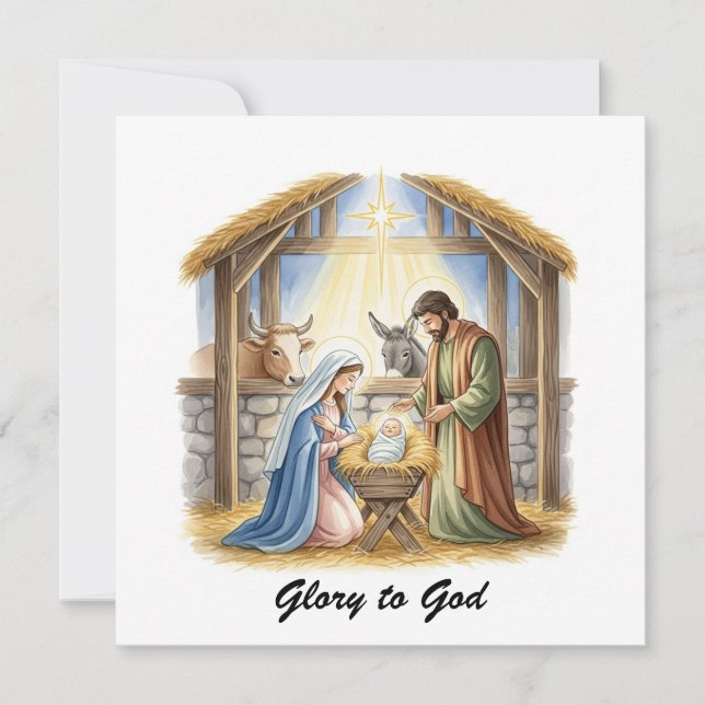 Cartes Pour Fêtes Annuelles Élégant Gloire Religieuse À Dieu Noël chrétien (Devant)