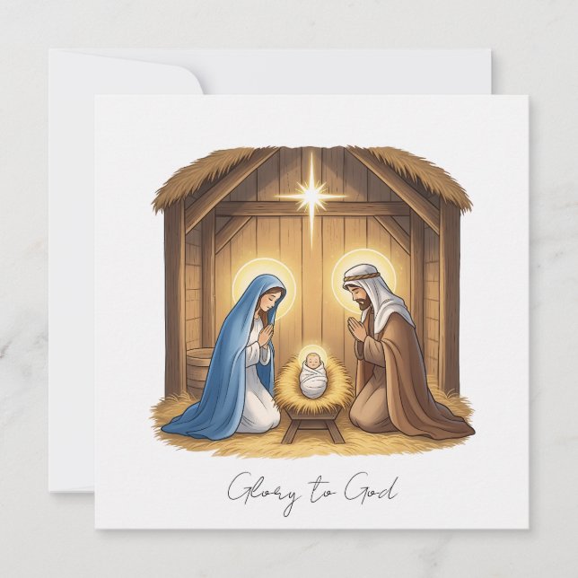 Cartes Pour Fêtes Annuelles Élégant Gloire Religieuse À Dieu Noël chrétien (Devant)