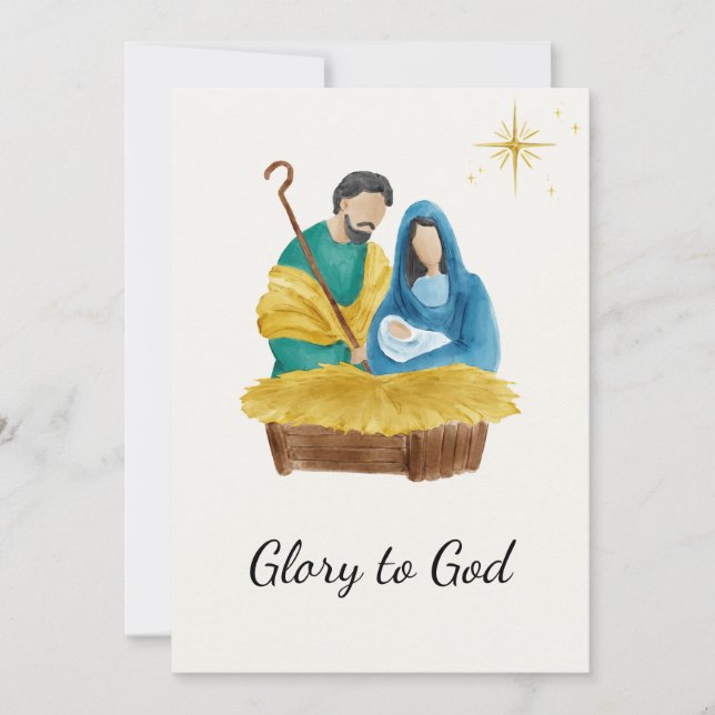 Cartes Pour Fêtes Annuelles Élégant Gloire Religieuse À Dieu Noël chrétien (Devant)