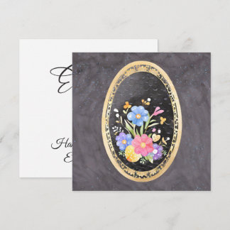 Cartes Pour Fêtes Annuelles Elegant Gold Botanical Frame & Watercolor Florals