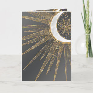 Cartes Pour Fêtes Annuelles Elegant Gold Doodles Sun Moon Mandala Design