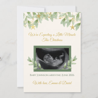 Cartes Pour Fêtes Annuelles Elegant Gold Greenery Christmas Baby Announcement 