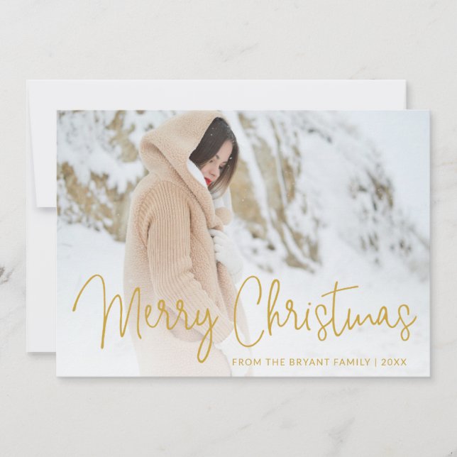 Cartes Pour Fêtes Annuelles Elegant Gold Joyeux Noël Photo (Devant)