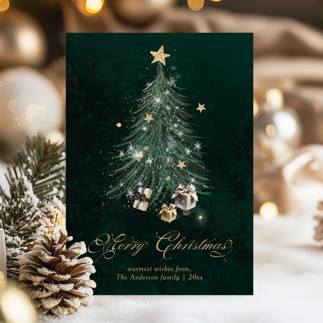 Cartes Pour Fêtes Annuelles Elegant Gold Merry Christmas  (Créateur téléchargé)