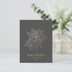 Cartes Pour Fêtes Annuelles Elégant Gold Outline Poinsettia sur Arrière - plan