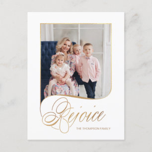 Cartes Pour Fêtes Annuelles Élégant Gold Rejoice Calligraphie Script Photo