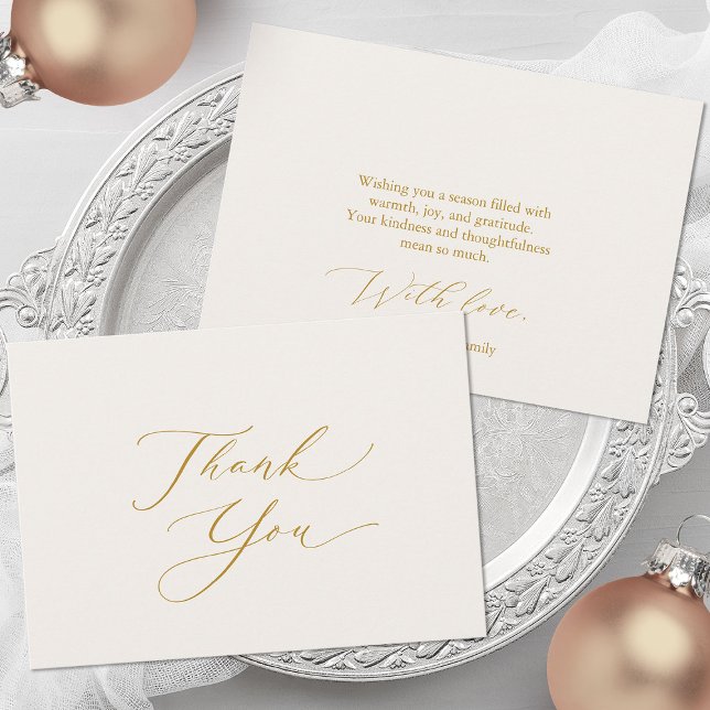 Cartes Pour Fêtes Annuelles Elegant Gold Script Thank You Card (Créateur téléchargé)