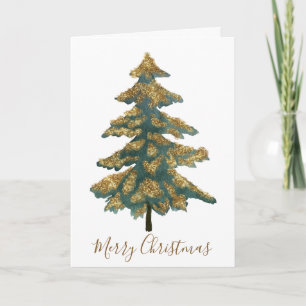 Cartes Pour Fêtes Annuelles Elégant Golden Green Joyeux sapin de Noël photo