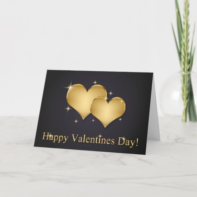 Cartes Pour Fêtes Annuelles Elégant Golden Hearts Nom - Saint-Valentin (Devant)