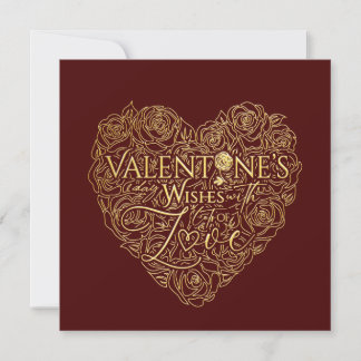 Cartes Pour Fêtes Annuelles Elegant Golden Rose Heart Valentine’s Day Line Art