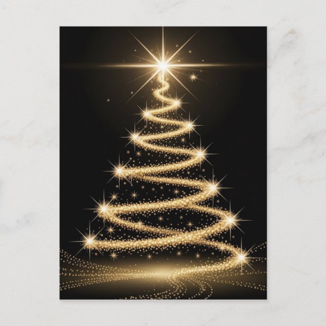 Cartes Pour Fêtes Annuelles Elegant Golden Sparkle Christmas Tree (Devant)