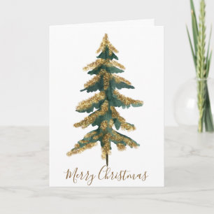 Cartes Pour Fêtes Annuelles Elégant Grand Or Vert Joyeux Arbre de Noël Photo