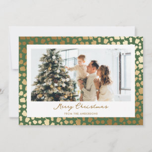 Cartes Pour Fêtes Annuelles Elégant Green Gold Stars Photo Joyeux Noël