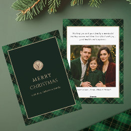 Cartes Pour Fêtes Annuelles Elegant Green Plaid Merry Christmas Photo