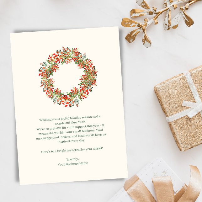 Cartes Pour Fêtes Annuelles Elegant Greenery Wreath Christmas Business (Créateur téléchargé)