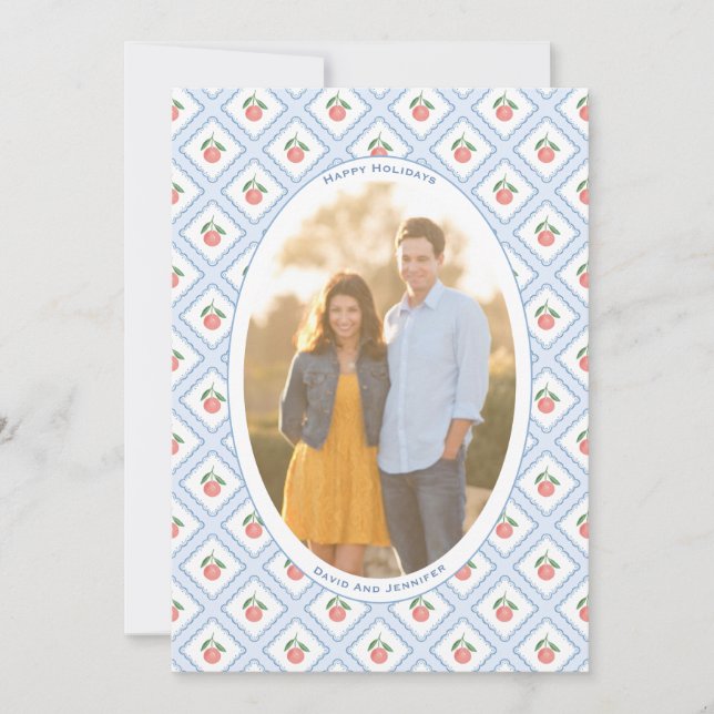 Cartes Pour Fêtes Annuelles Elegant Handpainted Citrus Pattern Oval Photo (Devant)