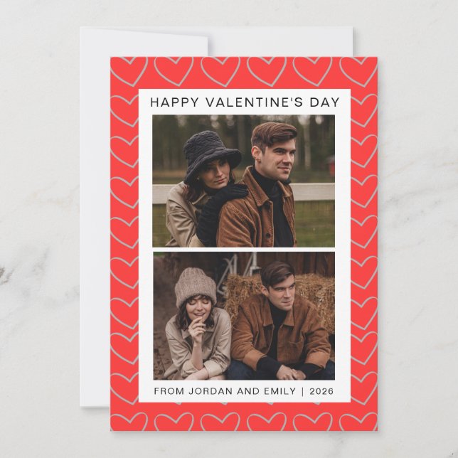 Cartes Pour Fêtes Annuelles Élégant Heureuse Sainte-Valentin des Coeurs rouges (Devant)