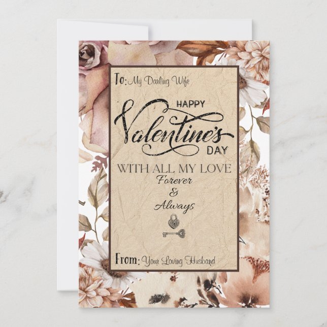 Cartes Pour Fêtes Annuelles Élégant Heureuse Sainte-Valentin floral moderne (Devant)