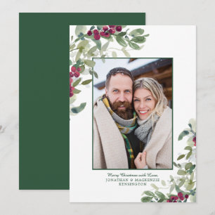 Cartes Pour Fêtes Annuelles Élégant hiver verdoyant Noël Photo de Noël