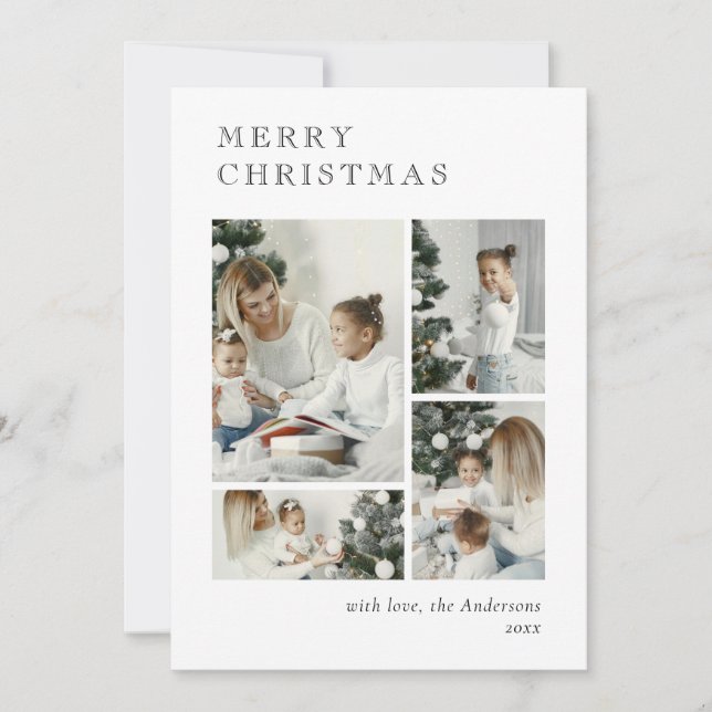 Cartes Pour Fêtes Annuelles Elegant Holiday Photo Collage Christmas Card (Devant)