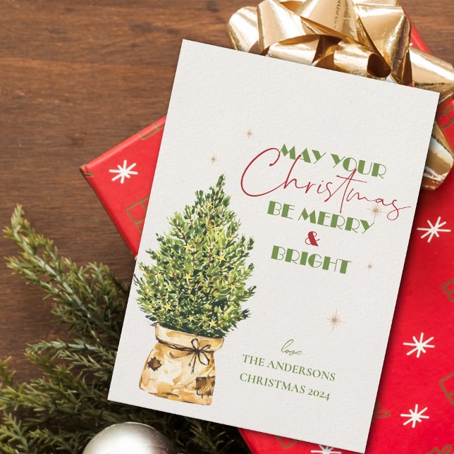 Cartes Pour Fêtes Annuelles Élégant Joyeux et brillant sapin de Noël Festif (Elegant Merry and Bright Christmas Tree Festive Holiday Card)