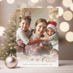 Cartes Pour Fêtes Annuelles Elégant Joyeux et brillant script d'or photo