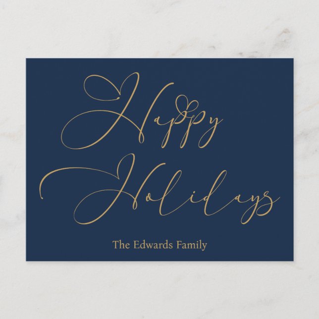 Cartes Pour Fêtes Annuelles Elégant Joyeux Joyeux Vacances Or Calligraphie Coe (Devant)