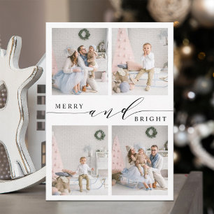 Cartes Pour Fêtes Annuelles Elégant Joyeux & Lumineux 4 Photo Collage