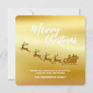 Cartes Pour Fêtes Annuelles Élégant Joyeux Noël Gold père Noël Deer Sled xmas