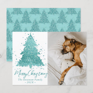 Cartes Pour Fêtes Annuelles Élégant Joyeux Noël   Luxe Aqua Mint Photo