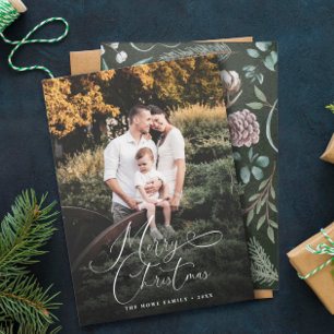 Cartes Pour Fêtes Annuelles Élégant Joyeux Noël moderne Photo Pine Cône