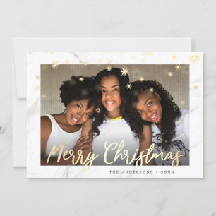 Cartes Pour Fêtes Annuelles Élégant Joyeux Noël Or Photo personnalisée