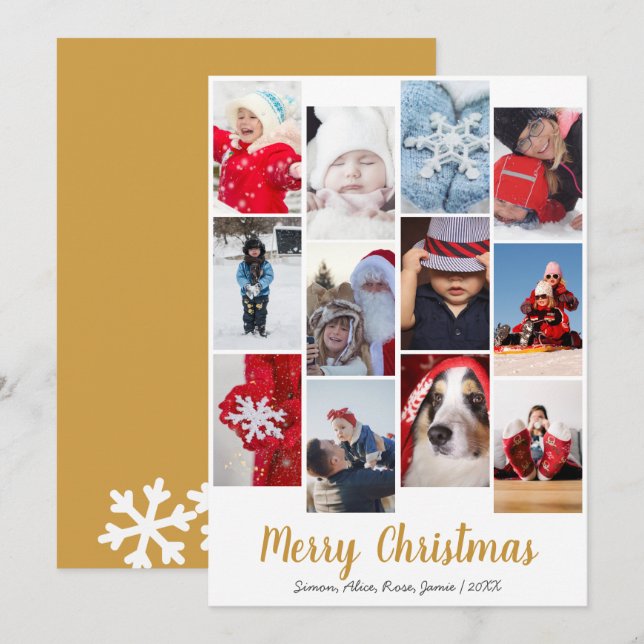 Cartes Pour Fêtes Annuelles Élégant Joyeux Noël personnalisé Collage photo (Devant / Derrière)