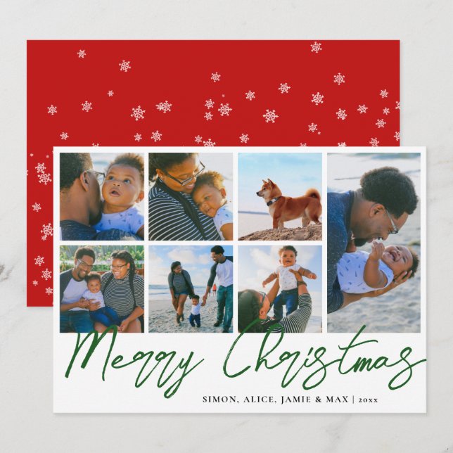 Cartes Pour Fêtes Annuelles Élégant Joyeux Noël personnalisé Collage photo (Devant / Derrière)