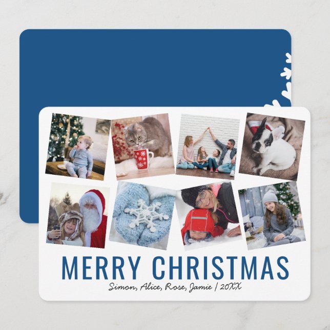Cartes Pour Fêtes Annuelles Élégant Joyeux Noël personnalisé Collage photo (Devant / Derrière)