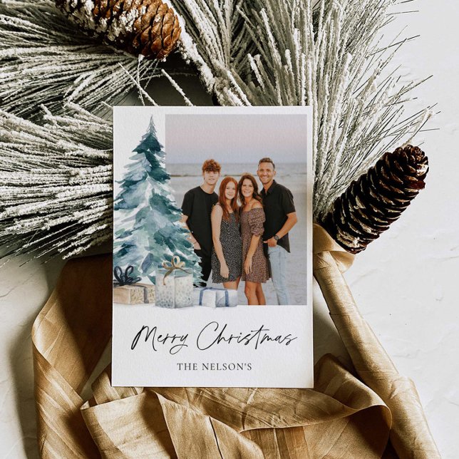 Cartes Pour Fêtes Annuelles Élégant Joyeux Noël Photo (Merry Christmas 1 Photo Holiday Card)