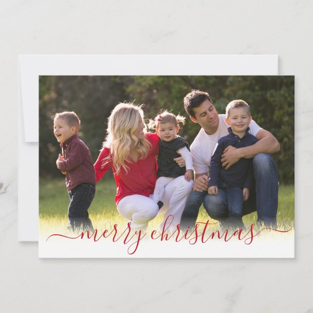 Cartes Pour Fêtes Annuelles Élégant Joyeux Noël Rouge moderne Photo (Devant)