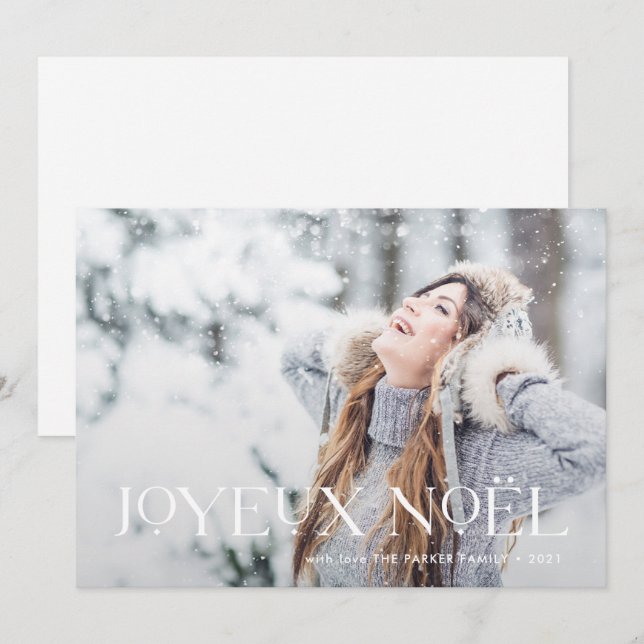 Cartes Pour Fêtes Annuelles Elegant Joyeux Noel | Une photo de Noël (Devant / Derrière)